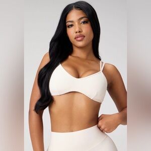 Khloe Kardashian & Fabletics PureLuxe Low-Impact Bra | L | Ivory Bone | NWT